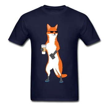 Δροσερό Fox Αρσενικό Funky Slim Fit Μπλουζάκια Πουκάμισα γύρω από το Λαιμό Καλοκαίρι Φθινόπωρο Top Βαμβάκι T-shirts Φυσιολογικό Κοντό Μανίκι Πουκάμισο Ένδυσης