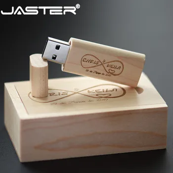 (Δωρεάν Λογότυπο Συνήθειας) Καυτή Πώληση Ξύλινα + Κουτί Pendrive 64GB Γαμήλιο Δώρο USB Flash Drive 32GB Φωτογραφίας USB 2.0 Ραβδί Μνήμης 16GB