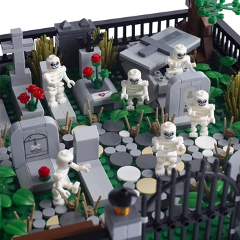 Δώρο Αποκριών Μίνι Φιγούρα Κρανίο Ζόμπι Στο Νεκροταφείο Τάφο Οικοδομικά Τετράγωνα Τα Παιχνίδια