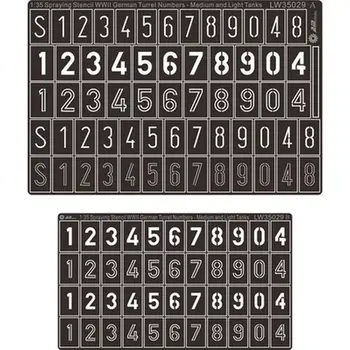 ΕΊΜΑΙ-ΈΡΓΑ LW35029 1/35 β ' παγκοσμίου πολέμου γερμανικά Πυργίσκος Αριθμούς και τα Γράμματα - Medium - Stencil Μάσκα