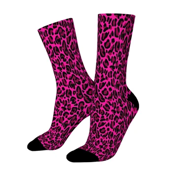 Ζεστό Ροζ Y2K Αισθητική Leopard Print Ευθεία Κάλτσες των Αρσενικών Ατόμων Άνοιξη Γυναικών Κάλτσες πολυεστέρα Πολυεστέρα
