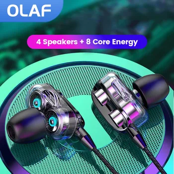 Η OLAF 3.5 MM υψηλής Πιστότητας Ενσύρματα Ακουστικά Τετραπλού Πυρήνα Sport Ακουστικών Διπλός Οδηγός Μπάσο Στερεοφωνικά Ακουστικά In-Ear Music Ακουστικά Με Μικρόφωνο