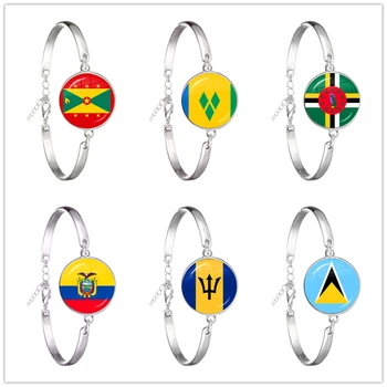 Η Κοινοπολιτεία της Ντομίνικα,Saint Lucia,Saint Vincent και Γρεναδίνες,Μπαρμπάντος,Γρενάδα,Εκουαδόρ Εθνική Σημαία Βραχιόλι με Αλυσίδα