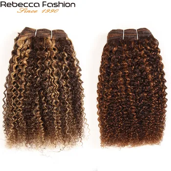 Η ρεμπέκα Remy Ανθρώπινα Μαλλιά 100g Βραζιλίας Afro kinky Κύμα Ύφανση Τρίχας Δέσμες Μικτή Ξανθιά Προ-Χρωματισμένο Επεκτάσεις Τρίχας Για το Σαλόνι