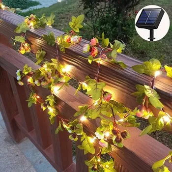 Ηλιακό Wisteria Τεχνητό Λουλούδι Μεταξιού Αμπέλου Με το φως των οδηγήσεων DIY,Fower Γκάρλαντ από το Λαμπτήρα Για το Κόμμα του Γάμου Κήπος Σπίτι Διακόσμηση Τοίχων