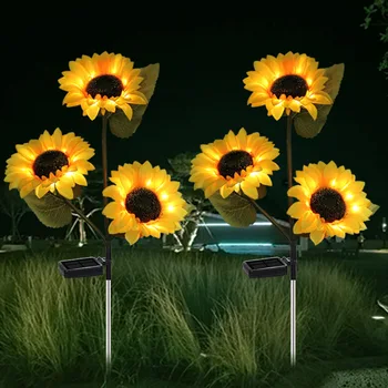 Ηλιακό Ηλιοτρόπια Υπαίθρια Κήπων Φωτισμού Αδιάβροχο Ηλιακό Φως Χορτοταπήτων Λουλούδια Φως Διαβάσεων για Patio Αυλή Γαμήλιο Ντεκόρ Διακοπών