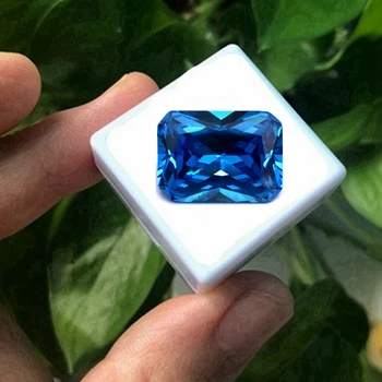 Θάλασσα Μπλε Sapphire Φυσικό Εξορύσσεται Ορθογώνιο Κόψιμο 12x16mm 12.5 Cts Σρι-Λάνκα VVS Χαλαρά πολύτιμος Λίθος Κοσμήματα DIY