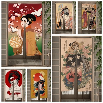 Ιάπωνες Ukiyo-e Πόρτα Κουρτίνα γιαπωνέζα Γκέισα Άνθη Διαμέρισμα Κουζίνα Πόρτα Κουρτίνες Είσοδο Κρέμεται Μισό-Κουρτινών