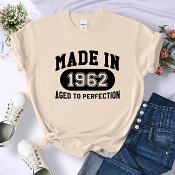Κατασκευασμένο Το 1962 Ηλικίας Στην Τελειότητα Γυναίκες Tshirt Καλοκαίρι Μάρκα Κοντό Μανίκι Street Casual Top Περικοπή Αναπνεύσιμος Hip Hop O-Λαιμός T-Shirt