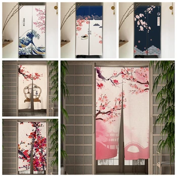 Κεράσι Ανθίσει Πόρτα Κουρτίνα Ιαπωνική Τυπωμένο Διαμέρισμα Κουζίνα Πόρτα Διακοσμητικές Κουρτίνες Είσοδο Noren Κρέμεται Μισό-κουρτινών