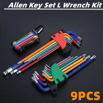 Κλειδί Allen Σύνολο L Κλειδί Kit Για Βίδα Allen 9PCS Μακρύ Χέρι Βασικό Σύνολο Δεκαεξαδικού 1.5 mm 10mm Εξάγωνο Κλειδί Εργαλεία Χειρός Για την Επισκευή Ποδηλάτων