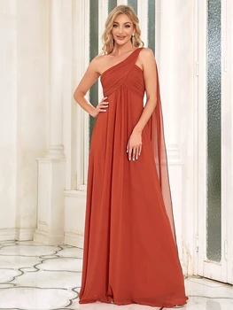 Κομψά Βραδινά Φορέματα 2023 Νέο-ΠΟΛΎ Έναν Ώμο Ruched Πλευρά Ντραπέ Σιφόν Επίσημο Φόρεμα Prom Για τις Γυναίκες Συν Μέγεθος