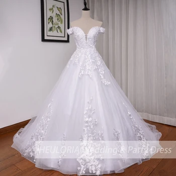 κομψό από τον ώμο νυφικό δαντέλα Πριγκίπισσα νυφικό φόρεμα Robe De Mariee Γάμο Φόρεμα Νύφη