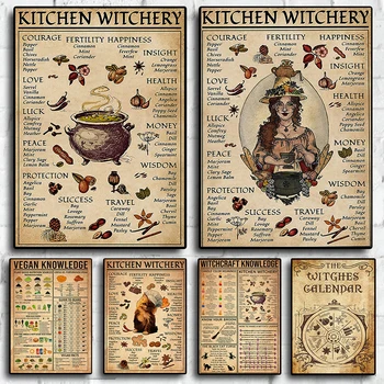 Κουζίνα Μαγεία Αστείο Καμβά Ρετρό Αφίσα και Εκτυπώνει τη Διακόσμηση Τοίχων Εικόνες Μάγισσες, Μαγικά Γνώση της Τέχνης η Ζωγραφική Διακόσμηση του Σπιτιού