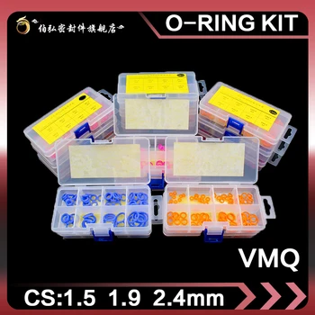 Λαστιχένιο O-Ring σιλικόνης Πάχους 1.5/1.9/2.4 mm Δαχτυλίδι Σφραγίδων Σιλικόνης Σφραγίζοντας O-δαχτυλίδια VMQ Πλυντήριο oring σύνολο Κατάταξη Σύνολο Εξαρτήσεων