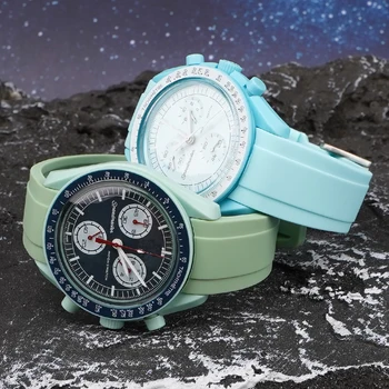 Λαστιχένιο Λουρί Κυρτή Διεπαφή για το Ωμέγα για το Swatch από Κοινού για MoonSwatch 20mm 22mm Σιλικόνης Αθλητικό Ρολόι ατόμων Βραχιόλι για Rolex