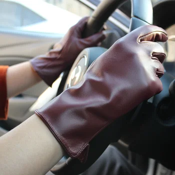 Λεπτή Ενιαίο Στρώμα Unlined Οθόνη Αφής Γάντια Ασκούς Γυναικών Οδήγησης Αυτοκινήτου Χρώμα Δέρματος Μόδας Απλή Μοτοσικλέτα Ιππασίας