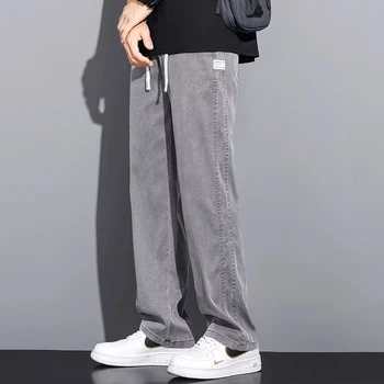 Λεπτό Χαλαρό Τζιν για Άνδρες Ευθεία Παντελόνι Y2K Παντελόνι Άνδρες Streetwear Lyocell Υφάσματος Συν το Μέγεθος M-5XL το Καλοκαίρι τα Μαλακά Εσώρουχα