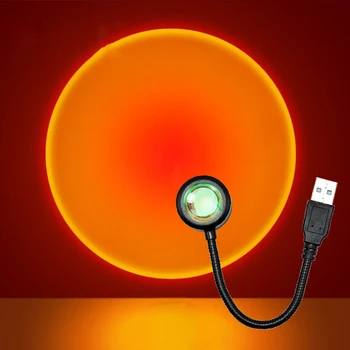 Μίνι Ηλιοβασίλεμα Λαμπτήρας USB 7 Χρώματα Προβολέων Ατμόσφαιρα το Βράδυ το Φως Εγχώριων Διακοσμήσεων Φωτισμού Φωτογραφίας Καφέ Ντεκόρ Τοίχων Φως