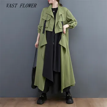 μακρύ μανίκι μεγάλου μεγέθους vintage περιστασιακή χαλαρά μακρύ φθινόπωρο, καλοκαίρι, άνοιξη παλτό για τις γυναίκες 2023 ρούχα Ενδύματα