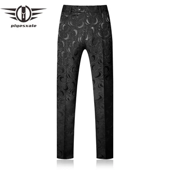 Μαύρο Λευκό Ζακάρ Floral Παντελόνι Ανδρών Υψηλής Ποιότητας Casual Παντελόνι Για Τους Άνδρες Luxury Hip Hop Streatwear Κομψό Παντελόνι Hombre P2