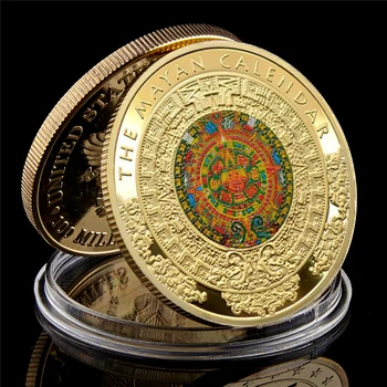 Μεξικό Μάγια Πολιτισμού Καλυμμένο Χρυσός Νόμισμα Προφητεία Ημερολόγιο Αναμνηστικό Διακριτικό Συλλογή Νομισμάτων