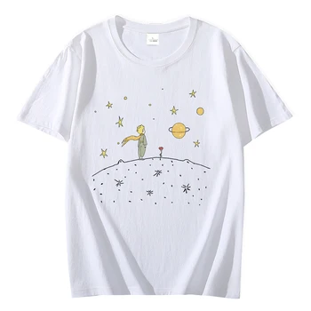Μικρός Πρίγκιπας T-shirt 100% Βαμβάκι κορέας Μόδα Κοντό Μανίκι Tshirt Harajuku Δυο Tees για τις Γυναίκες/τους Άνδρες T shirt το Καλοκαίρι Kawaii