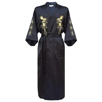 Μπουρνούζι κιμονό Φόρεμα Σπίτι Ρούχα ΣΥΝ ΜΈΓΕΘΟΣ 3XL Κινέζοι Κεντητικής Δράκος Ρόμπα Παραδοσιακό Αρσενικό Πιτζάματα Χαλαρά Nightwear