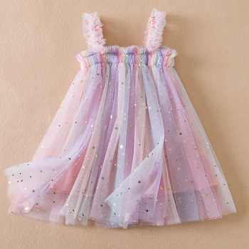 Μωρό Κορίτσια Ρούχα Suspendes Μικρών Παιδιών το Καλοκαίρι Πούλιες Φόρεμα Πριγκίπισσα Στερεά Χαριτωμένο Πλέγμα Κορίτσια Φορέματα για 1-5 Ετών Περιστασιακή Ένδυση