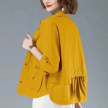 Μόδα μονόπετο Στερεό Χρώμα Σακάκια, Μπλούζες Γυναικεία Άνοιξη All-αγώνα Χαλαρό Casual Μακρύ Μανίκι Τσέπες Παλτό γυναικεία Ρούχα