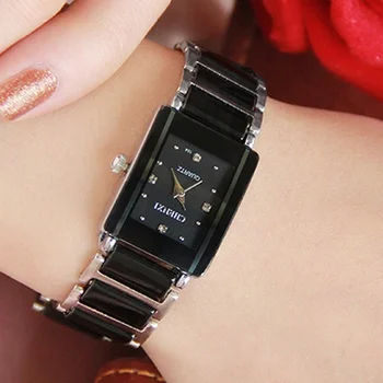 Μόδα Ορθογώνιο Ρολόι Των Γυναικών Λευκό Προσομοίωση Κεραμικά Ρολόγια Για Τους Άνδρες Και Τις Γυναίκες Casual Χαλαζία Wristwatches Ρολογιών Ζεύγους Μοναδικό Ρολόι