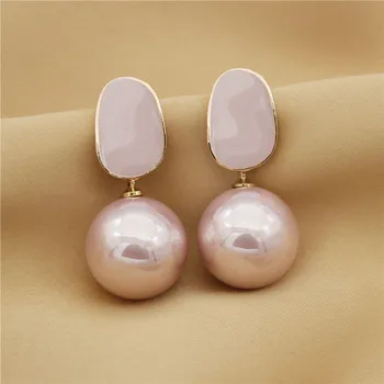 Μόδα Ροζ Μαργαριτάρια Σκουλαρίκια για τις Γυναίκες Λευκό Μαύρο Γκρι Δήλωση Σκουλαρίκι Μετάλλων Πολυτέλειας Σκουλαρίκι Κρεμαστά Κοσμήματα Μόδας