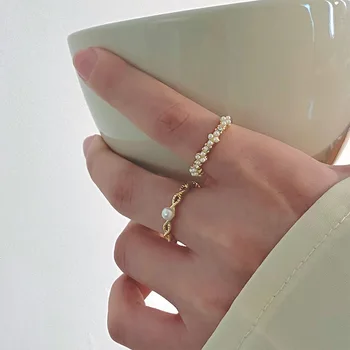 Μόδας Χρυσό Χρώμα Μαργαριτάρι Συστροφή Δαχτυλίδια Για Τις Γυναίκες Τα Κορίτσια Ρυθμιζόμενο Κομψό Δαχτυλίδι Κοσμήματα Μοντέρνα Δώρα 2023 Νέα Εξαρτήματα Δώρο
