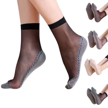 Νέα 1Pair Άνοιξη Καλοκαίρι οι Γυναίκες Μαλακές Κάλτσες Casual Αντιολισθητικό Κατώτατο σημείο Συναρμογών Μόδας Διαφανής Κυρίες Κορίτσια Λεπτό Μεταξωτές Κάλτσες