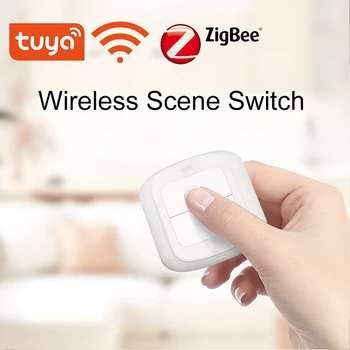 Νέα Tuya WiFi/ZigBee 2 Συμμορία Ασύρματο 6 Σκηνή Διακόπτης Κουμπιών Ώθησης Ελεγκτών μπαταρίες Αυτοματισμού Σενάριο για Tuya Συσκευές