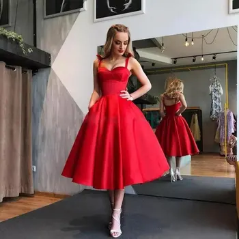 Νέα άφιξη Μακαρόνια Evening Dresse Επίσημη vestido noiva sereia κόκκινο σατέν κόμμα χορό ρόμπα de εσπερίδα γλυκιά μου φτηνές δαντέλα-up