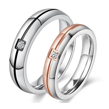Νέα Ανοξείδωτου Μόδας Ζιργκόν Δυο Δαχτυλίδια για Γυναίκες Άνδρες Γάμου, Αρραβώνων του CZ το Δαχτυλίδι Μοναδικό κόσμημα