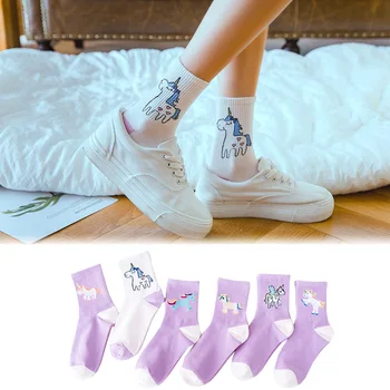 Νέα ιαπωνίας και της κορέας, για γυναίκες αστεία κάλτσες μονόκερος ξωτικό κινουμένων σχεδίων δημοφιλή κάλτσες Harajuku χαριτωμένο ευτυχισμένο το κορίτσι γυναίκα κάλτσες