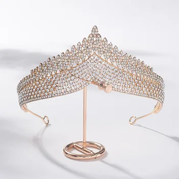 Νέα Κορέας Στυλ Της Μόδας Πολυτέλεια Ρετρό Rhinestone Βασιλική Πριγκίπισσα Τιάρες Headband Κορωνών Νύφη Noiva Το Κόμμα Του Γάμου Αξεσουάρ Για Τα Μαλλιά