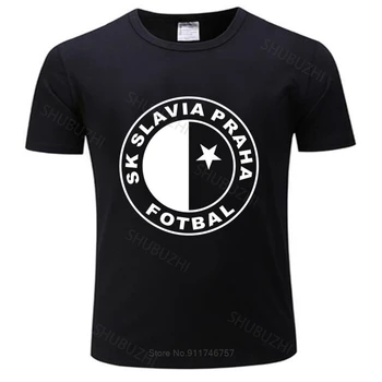 νέα μόδα t-shirt άνδρες πλήρωμα λαιμό tees SK Slavia Praha T Shirt τσεχική Δημοκρατία Πράγα Εκτύπωση T shirt αρσενικό βαμβάκι μπλουζάκι