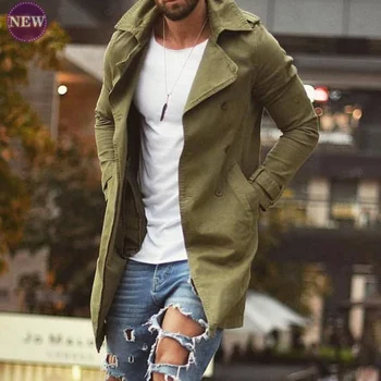 Νέα Μόδα Παλτό Ανδρών Χαλαρά Στερεό Χρώμα Mid-Length Πέτου Μόδας για τη Νεολαία Περιστασιακό Σακάκι