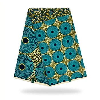 Νέα σε Πραγματικό Μόδας Μπλε Αφρικανικό Κεριών Εκτύπωσης Pagne Περίζωμα για την Αφρικανική Κόμμα Φόρεμα 6 Μέτρα 100% Βαμβάκι Tissu Ύφασμα YG1012-8