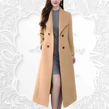 Νέα Φθινόπωρο Χειμώνας Γυναικών Μόδας Μακρύ Παλτό Ζεστό Καθαρό Χρώμα, Με Τσέπη Κυρίες Outwear Υψηλής Ποιότητας Χαλαρά Ρούχα για των Γυναικών