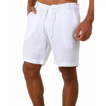 Νέων Ανδρών Βαμβάκι και Λινό σορτς Αιτιώδη Παντελόνι Αρσενικό Θερινό Αναπνεύσιμο Στερεό Χρώμα Λινό Παντελόνι Γυμναστικής Streetwear S-4XL