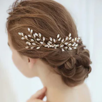 Νύφη Γάμος Χρυσό Στρας Χτένα για τα Μαλλιά Αξεσουάρ για τα Μαλλιά με Crystal Bridal Πλευρά Χτένες Headpiece για τις Γυναίκες