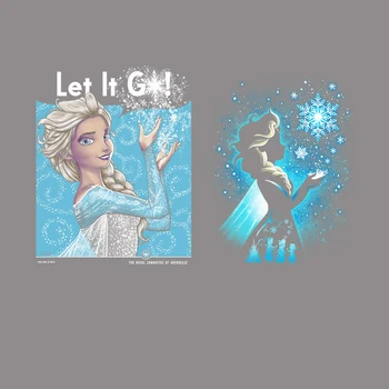 Ο εξατομικευμένος Ιματισμός Εκτύπωσης T-shirt της Disney Κατεψυγμένα Aisha Μεταφοράς Θερμότητας Σίδερο Μπαλώματα DIY Κορίτσια Στερεό Χρώμα T-shirt