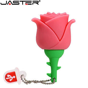 Ο τζάστερ Κόκκινα Λουλούδια USB Flash Drive 128GB Ροζ Memory Stick 64GB Δημιουργικό Δώρο για τα Παιδιά Μανδρών Drive 32GB Δωρεάν Βασική Αλυσίδα Pendrive