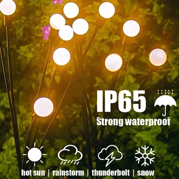 ΟΔΗΓΗΜΈΝΟ Ηλιακό Φως Κήπων Ντεκόρ Πυροτέχνημα Λαμπτήρας 6/8/10LED Firefly Υπαίθρια IP65 Αδιάβροχα Φω'τα Χριστουγέννων, Διακόσμηση Κήπων