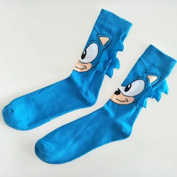 οι άνδρες Κάλτσες άνθρωπος κινουμένων σχεδίων κάλτσα Καυτό παιχνίδι Γόνατο-Υψηλές Θερμές Ράψιμο μπλε μοτίβο Αντιολισθητικό Αόρατο Περιστασιακά αστεία Μπλε κάλτσες