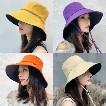 Οι γυναίκες είναι Double-Sided Ψαράς Καπέλο Υπαίθρια Παραλία UV Αντηλιακό Καπέλο Ήλιων Μεγάλος Χείλος All-Αγώνα Αντιμετωπίζουν Μικρό Καπέλο